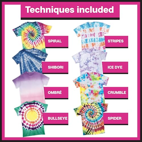 Tulip One-Step Tie Dye Party Kit, 18 Bottles, 14 Colors | 18 Prefilled 2.75 fl oz Bottles, Gloves, Rubber Bands, 2 Project Guides, Large Group Activity, Permanent Fabric Dye