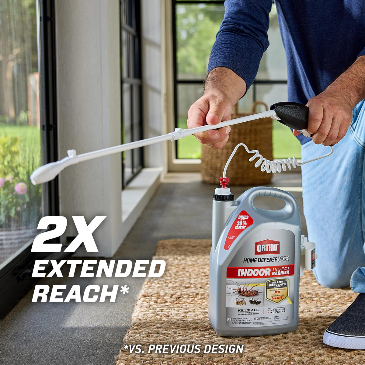 Ortho Home Defense Max Indoor Insect Barrier, Wand, 1 gal. | Ready-To-Use Home Bug Killer with Extended Reach Comfort Wand, Kills Ants, Roaches, Spiders, Fleas and Ticks
