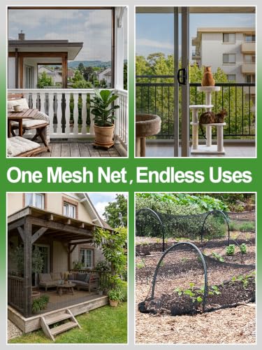 10x20ft Strong PP Nanocomposite Mosquito Net Garden Netting, Black | Clear View, Ultra-fine Mesh, Tear-resistant, Bird Insect Pest Barrier Screen, Patio/Balcony/Porch/Raised Beds/Tree Protection
