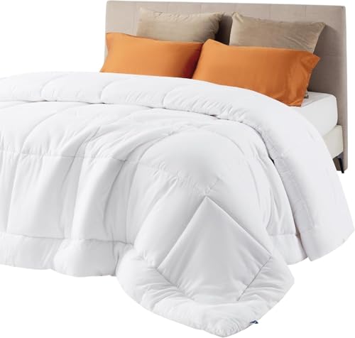 Bedsure Comforter Duvet Insert, Quilted Bedding Blanket, Oeko-TEX | People & Editor-Tested Comforter, Down Alternative Fill, 8 Corner Tabs, Machine Washable, White, Queen, 88 x 88 Inches