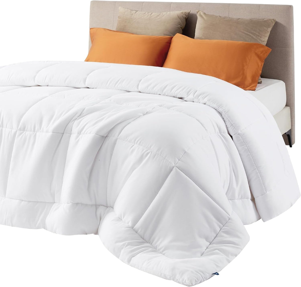 Bedsure Comforter Duvet Insert, Quilted Bedding Blanket, Oeko-TEX | People & Editor-Tested Comforter, Down Alternative Fill, 8 Corner Tabs, Machine Washable, White, Queen, 88 x 88 Inches