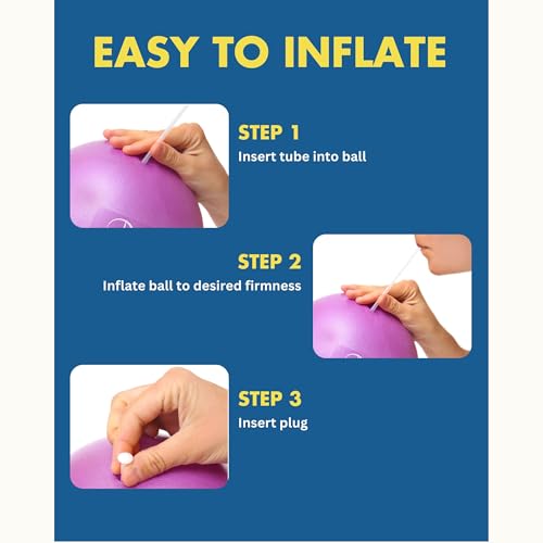 ProBody Pilates Ball Small — 9 Inch Small Exercise Ball | Anti-Burst PVC, Latex-Free, Clinic Grade, Between-Knees Stabilizer, Postpartum & Rehab, Straw Inflator, Yoga Ball Small