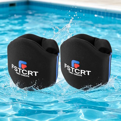 Fstcrt 2 Pcs Foam Aquatic Cuffs Exercise Equipment, Water Aerobics Float Ring with Adjustable Webbing, Pool Exercise Workout Set, Water Ankle Ring for Adults