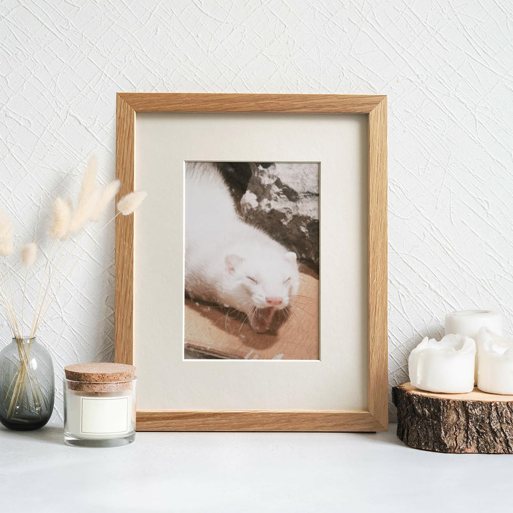 wallwisy 8x10 Picture Frame, Solid Oak Wood 8x10 Frames with Mat to 5x7 | Natural Oak 10x8 Photo Frames, Wall and Tabletop Display, Horizontal or Vertical Display, Natural finish, Set of 1
