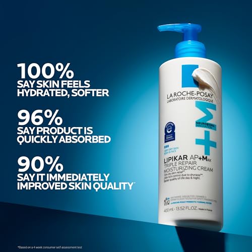 La Roche-Posay Lipikar AP+MAX Triple Repair Moisturizing Body Cream | Face and body lotion for dry skin with shea butter and niacinamide. Gentle on very dry, rough, sensitive skin.
