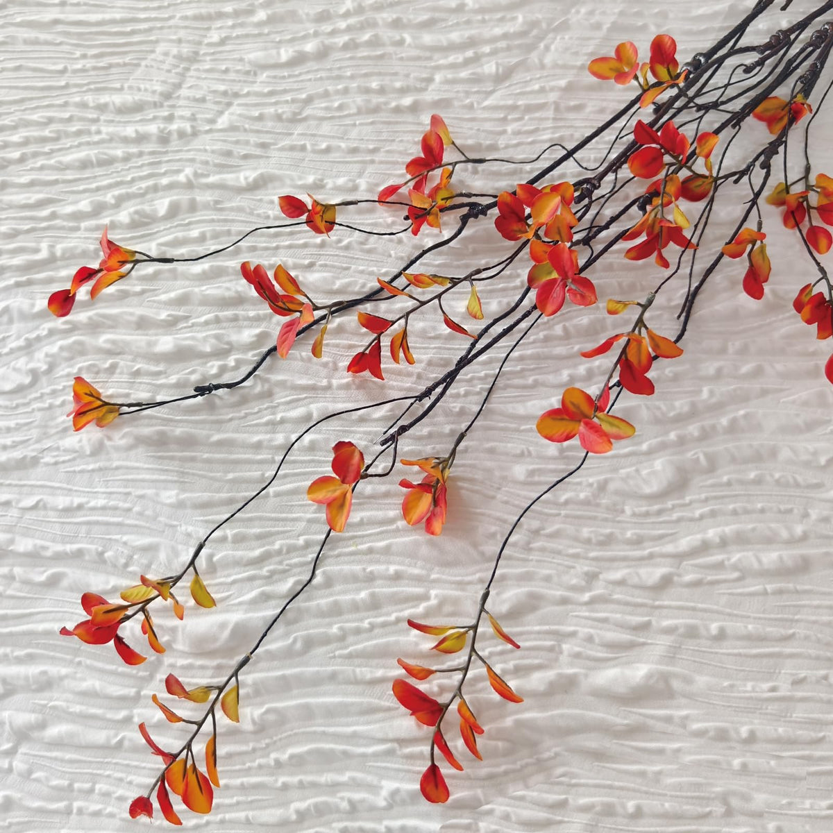 4 Pcs Fall Stems Artificial Ficus Branches Faux Eucalyptus Stems Fall Decor | 47.2 Inch Fake Leaves Fall Decorations for Home, Autumn Table Decor Fall Branches for Vase Filler Centerpieces