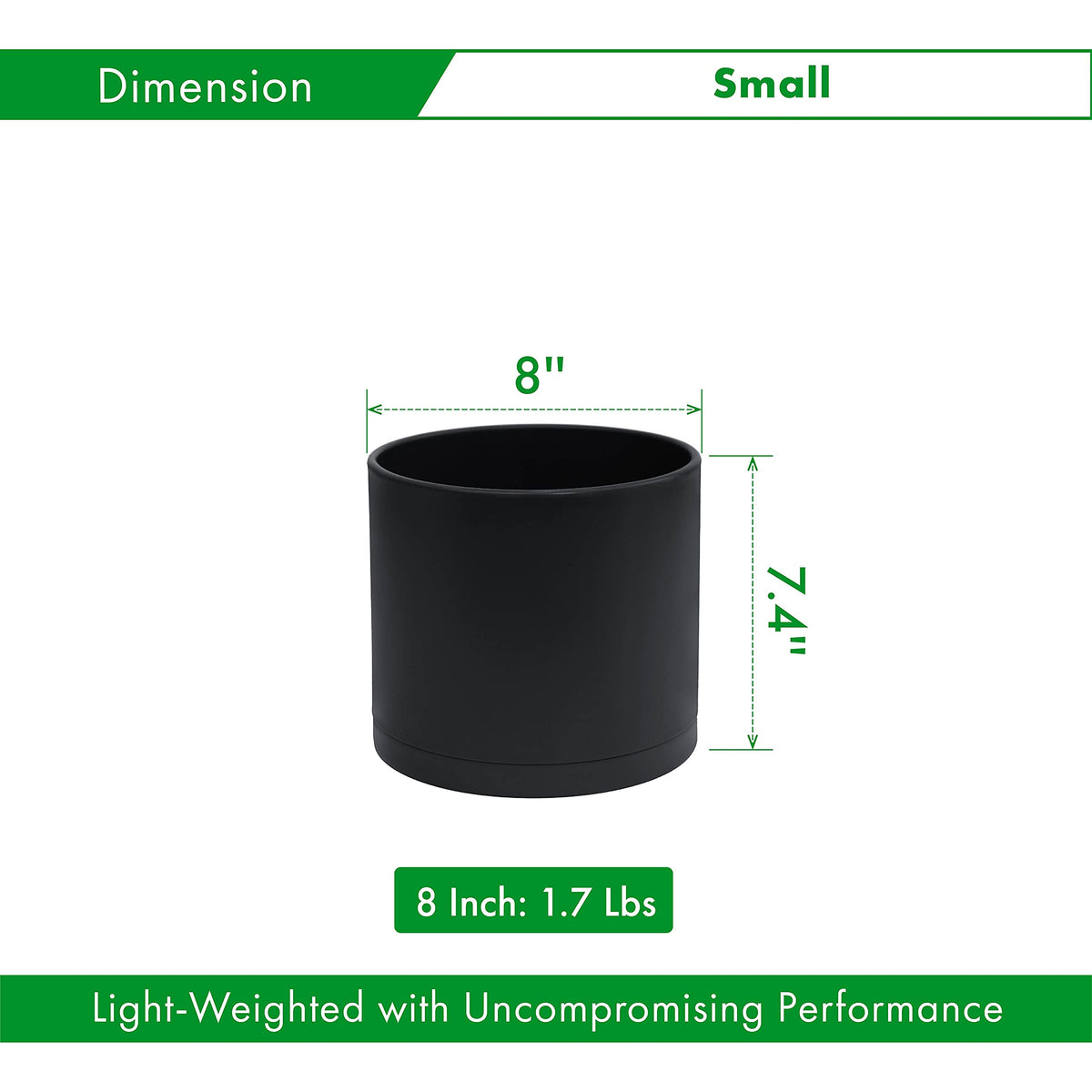 D'vine Dev Plastic Planter Pot with Saucer, 8 in, Black, 74-X-B-1 | Lightweight Matte Finish, Cylinder Shape, Drainage Holes, Sleek Minimalist Design, Detachable Saucer, Easy Maintenance