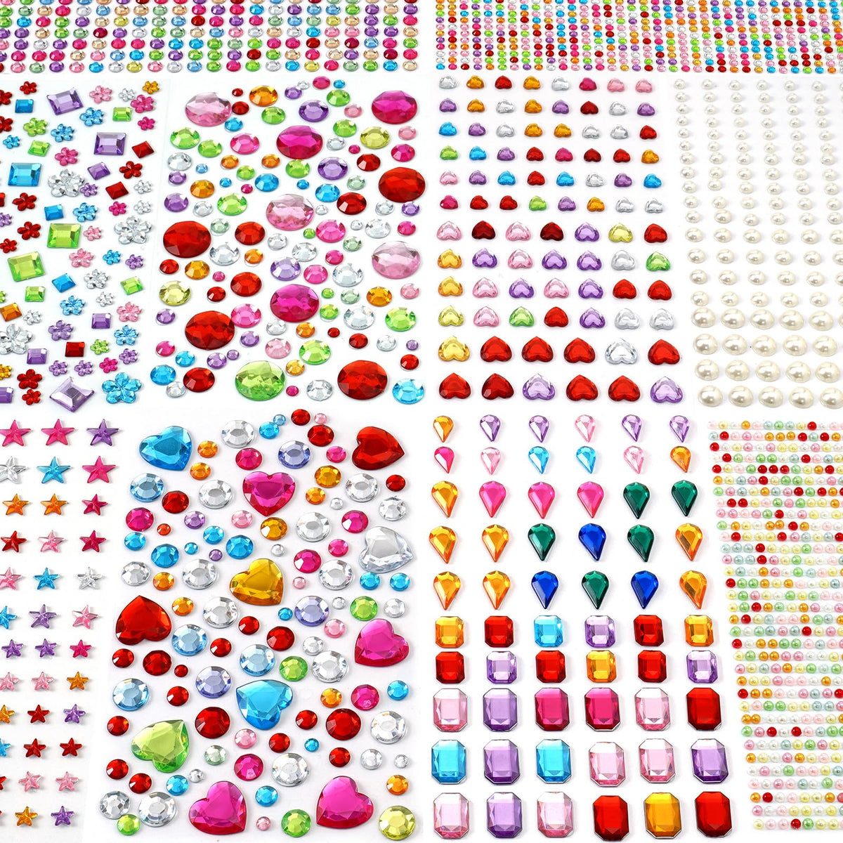 MYDBUYSOME 2774pcs Gem Stickers Jewels for Crafts, Adhesive Gems Rhinestone | Stick on Gems Acrylic Bedazzling Glitter Bling Heart Stickers Craft Supplies