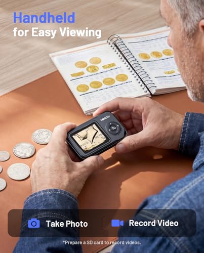 TOMLOV P50 Handheld Digital Microscope, Adjustable Focus, 2.4" IPS Screen | Adjustable LED Lighting, Pocket-Sized, Take Photos/Videos, Error Coin & Trichome View, For Collectors, Windows/Mac Compatible