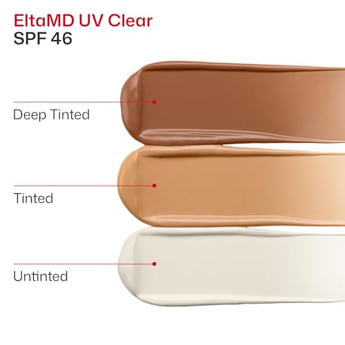 EltaMD UV Clear Face Sunscreen with Zinc Oxide, Oil-Free, SPF 46 and SPF 50 | Calms and Protects Acne-Prone Skin and Rosacea, No White Cast, Dermatologist Recommended, Available in Three Tints and Sizes