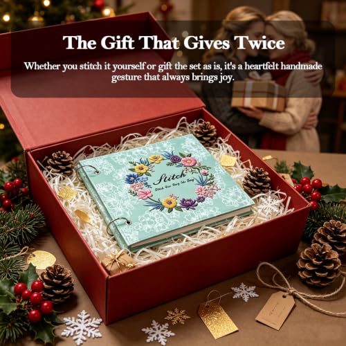 Embroidery Stitch Book with Video-Guided Tutorials on Every Page, 27 Essential Stitches, Beginner Embroidery Kit with Floral & Holiday Motifs. Portable Hand Embroidery Kit, Gift for Craft Lovers.