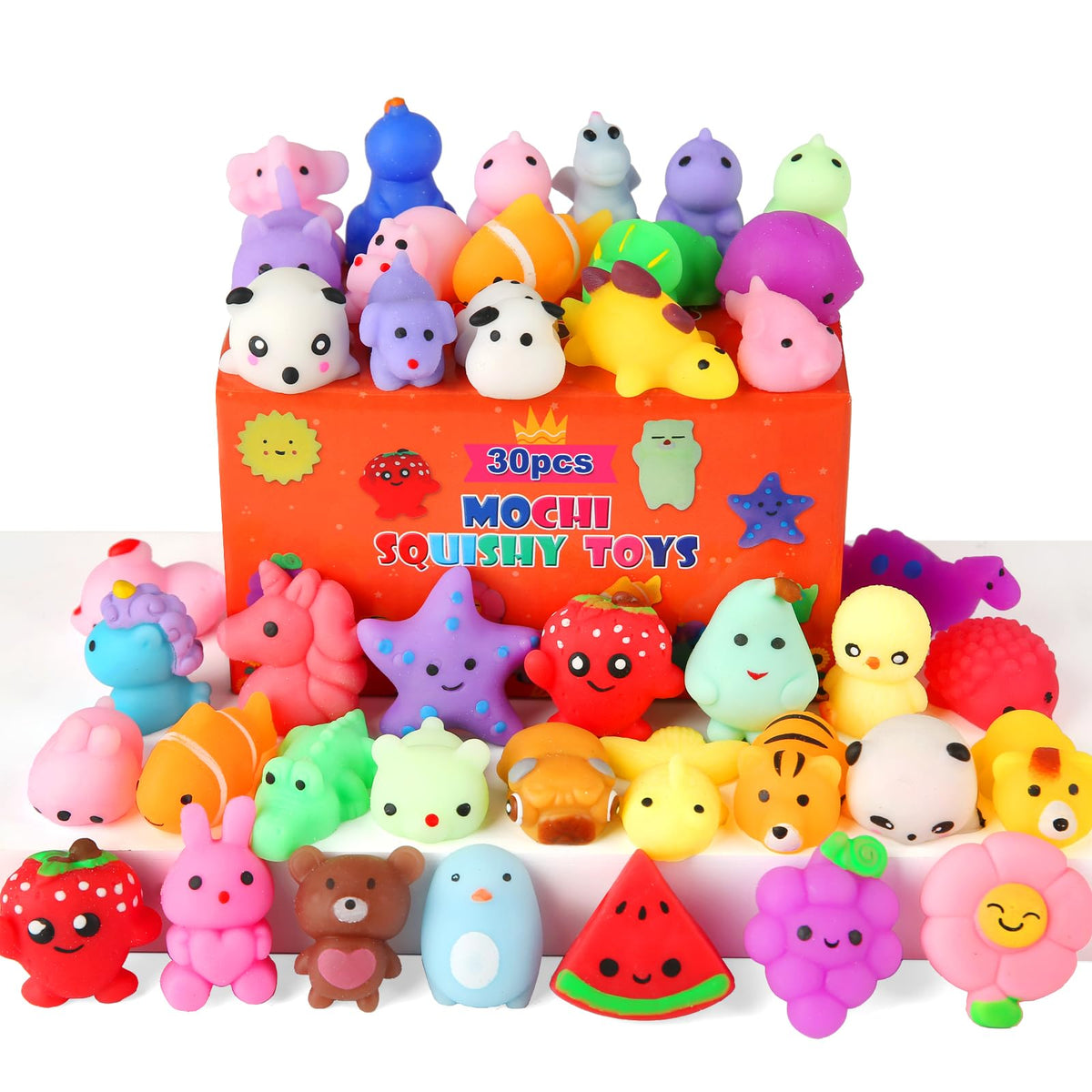 30 Pack Squishy Toys, Kawaii Squishies Party Favors for Kids 4-8 8-12 Treasure Box Toys for Classroom Birthday Xmas Gifts Goodie Bag Mini Animals Mochi Squishy Stress Relief Sensory Toys Random