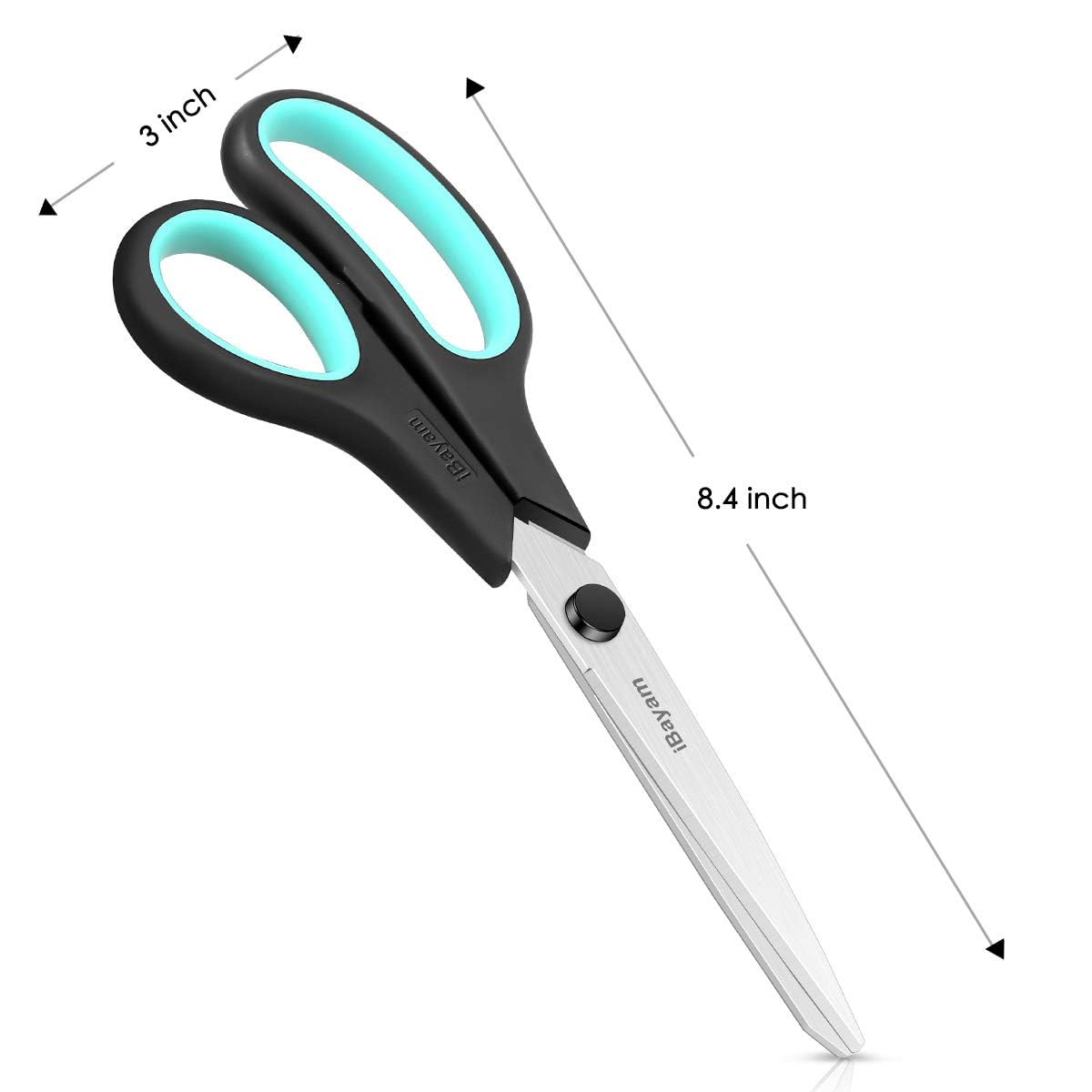 iBayam 8.5" Heavy Duty Scissors All Purpose for Office School Crafts Sewing | 3-Pack, Ultra-Sharp 2.5mm Stainless Blades, Comfort Grip Handles, Left & Right Handed – Teacher Desk & Classroom Must-Have