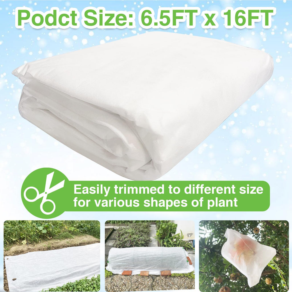 Plant Covers Freeze Protection 6.5x16ft Frost Cloth for Winter Outdoor | Plants Frost Blankets for Outdoor Plants as Frost Covers, Garden Row Cover Protects Vegetables Trees from Cold Snow & Sun