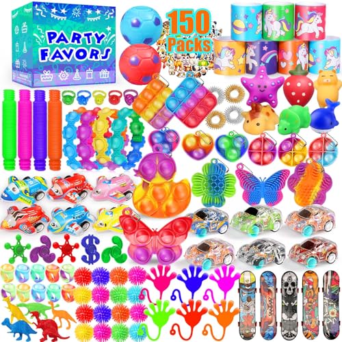 Party Favors for Kids 8-12 4-8, 150-Pack Fidget Toys Bulk, Treasure Box Toys for Classroom, Stocking Stuffers Goodie Bags, Classroom Prizes, Birthday Holiday for Boys Girls