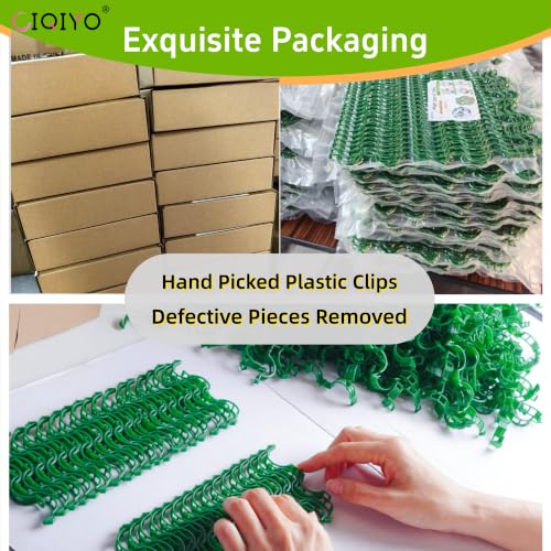 CIQIYO 100 Pcs Plant Support Clips,Plastic Clips for Securing Plants | Plant Fixing Clips,Tomato Vine Clips,Garden Clips for Climbing Plants,Grape and Vine Vegetables,Reusable(100, Green)