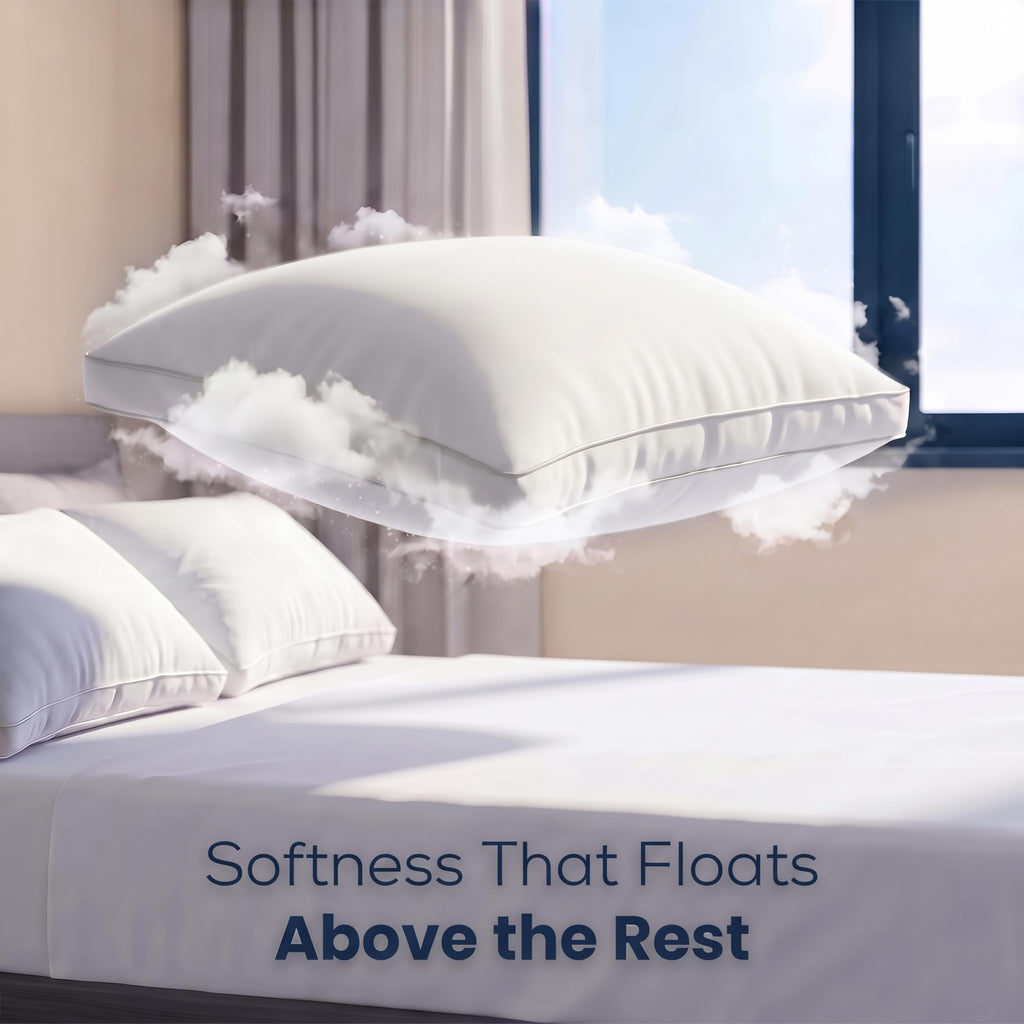Utopia Bedding Gusset Bed Pillow, Hotel Pillows Queen Size Set of 2, White | Cotton Blended Down alternative pillows for sleeping, soft fluffy cooling comfort for Back, side & stomach sleepers, 2 pack