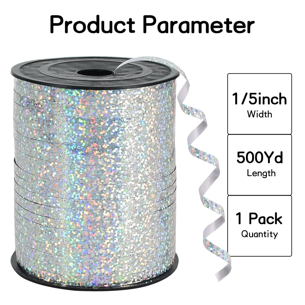 BEISHIDA 500 Yards Silver Ribbon Curling Crimped, Balloon String Shiny Metallic Roll for Gift Wrapping Ribbon for Birthday Party Festival Art Craft Decor Florist Flowers Decoration