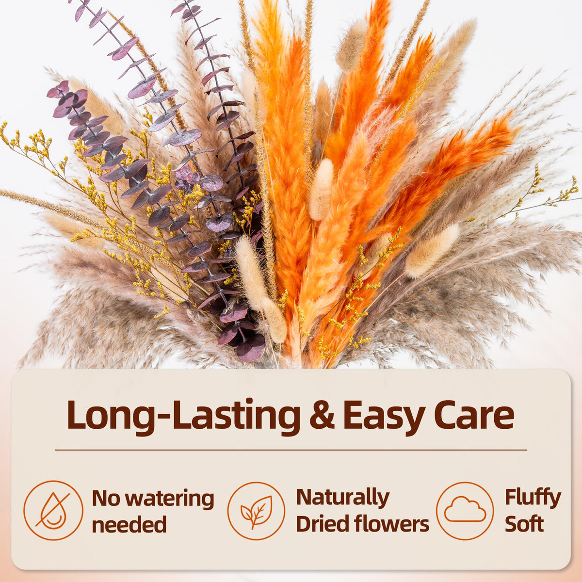 Boho Decor Pampas Grass and Eucalyptus Bouquet | 7Kinds Dried Flowers,pompas grass Dried flowers Arrangement for Centerpiece Table ,Wedding,Home,Room,Rustic Decor