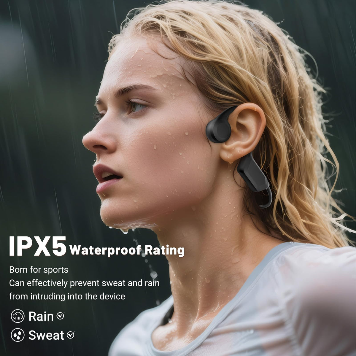New Waterproof Open-Ear Bone Conduction Headphones - Bluetooth 6.0, Long Battery Life, Ultra-Light Wireless Headset with Stable Connection, Ideal for Running, Cycling, Workout, Hiking