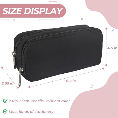 Della Gao Large Pencil Case, Big Capacity Pencil Pouch with 2 Compartments | Office Pencil Bag with Zipper, Big Pen Case for Adults (01-Black)