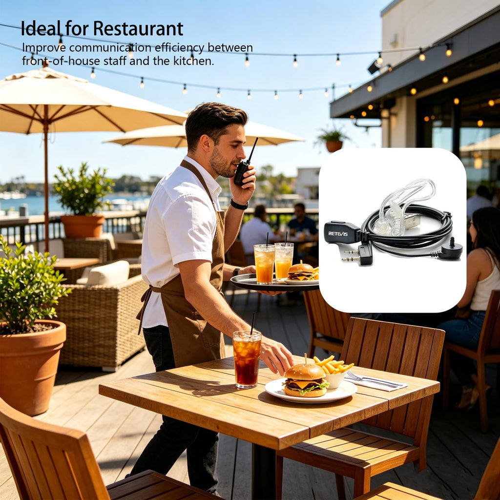 Retevis Walkie Talkie Earpiece with Mic, for RT22/RT21/RT68/H777/RT86 | Acoustic Tube, Compatible with Pxton, Baofeng BF-888S, Kenwood walkie talkies, Security Surveillance Headset(10 Pack)