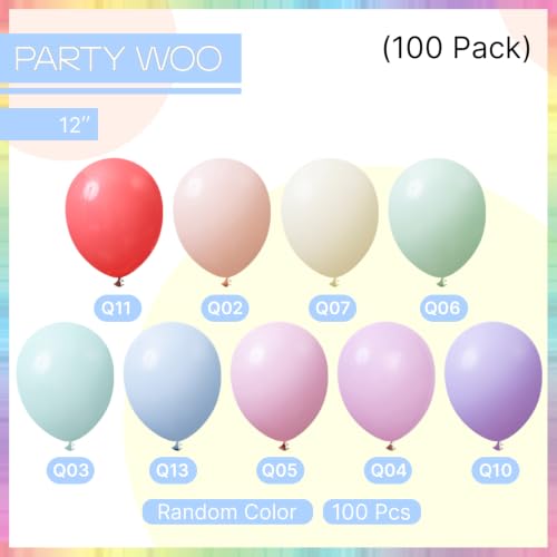PartyWoo Pastel Balloons 100pcs Pastel Rainbow Balloons 12 Inch | Baby Shower Gender Reveal Engagement Bachelorette Easter Bridal Anniversary Retirement Party Decorations