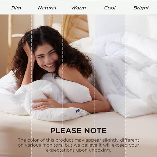 Bedsure Comforter Duvet Insert, Quilted Bedding Blanket, Oeko-TEX | People & Editor-Tested Comforter, Down Alternative Fill, 8 Corner Tabs, Machine Washable, White, Queen, 88 x 88 Inches