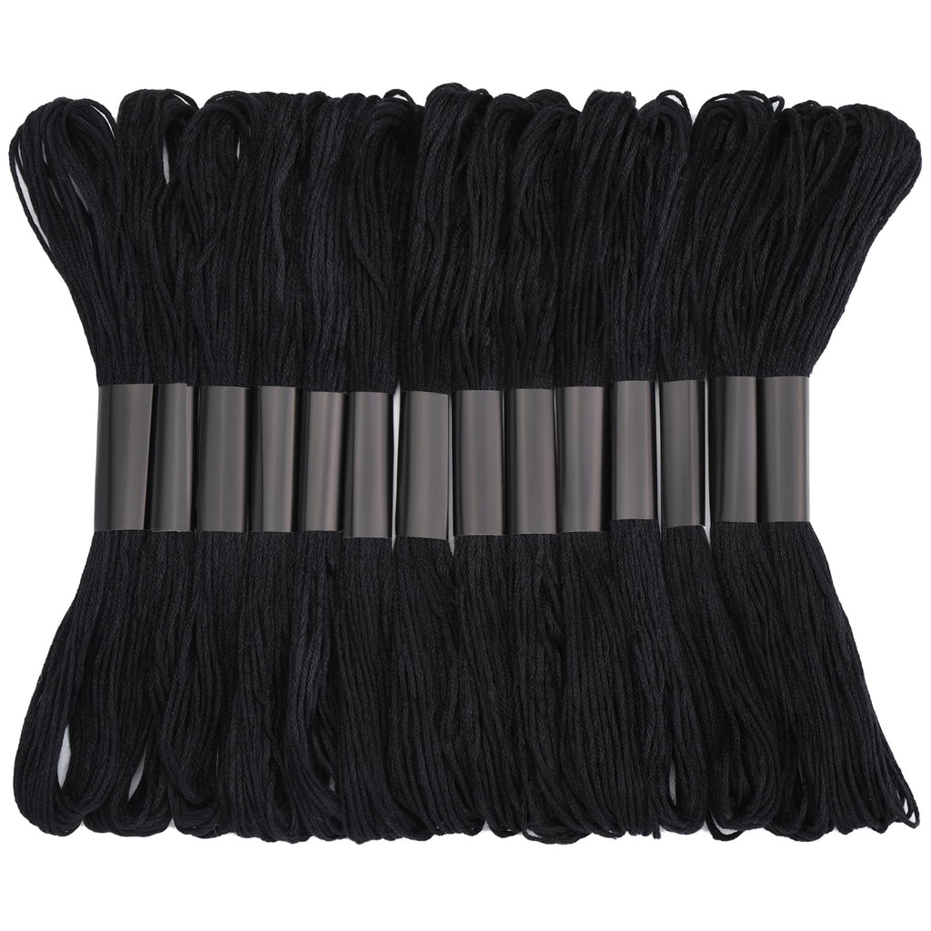 14 Skeins Embroidery Floss, Black Embroidery Thread, Friendship Bracelet String, Cross Stitch for DIY Making