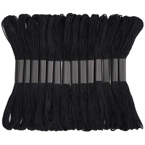 14 Skeins Embroidery Floss, Black Embroidery Thread, Friendship Bracelet String, Cross Stitch for DIY Making