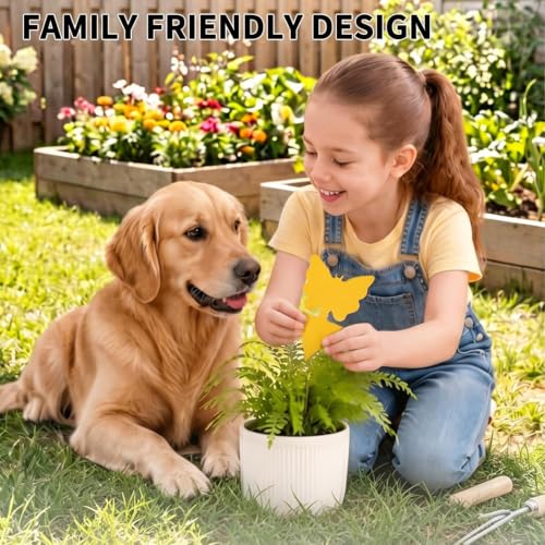 Cleanuper 58 Pack Yellow Sticky Gnat Traps for Plants - Fungus Gnat Killer, Fruit Fly Traps for Indoors, Gnat Sticky Traps for Plants, Family Friendly Design, Sunflower + Butterfly Shapes