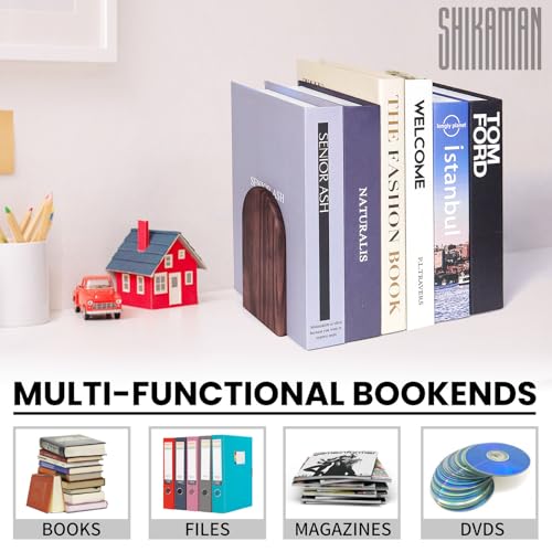 Book Ends,1 Pair Bookends Wood Book Ends Universal Economy Bookend | Book Stoppers for Heavy Duty Books, CD, File, Video Games