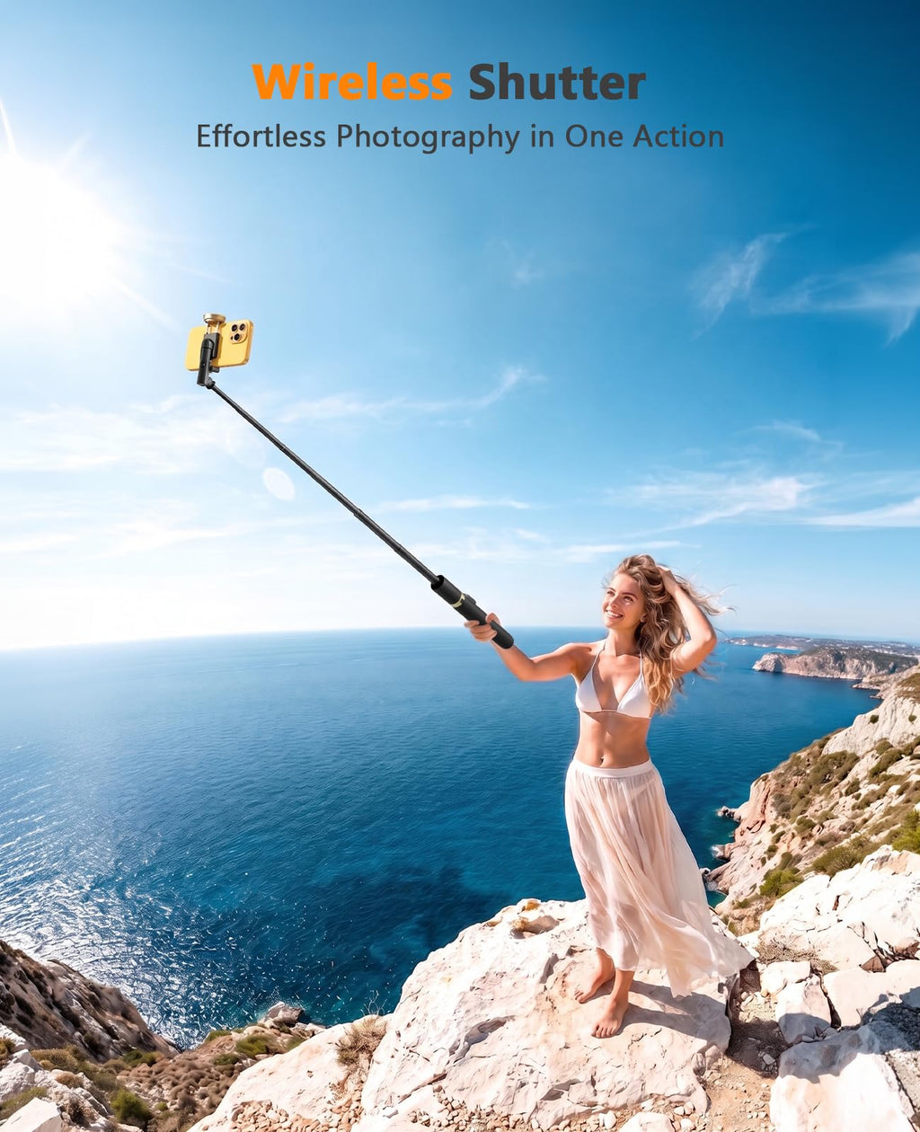 Tripod for iPhone, Selfie Stick with Remote, Stable & Durable Phone Tripod | Portable Travel Cell Phone Stand, Extendable All-in-1 Tripod for Video Recording Compatible with iPhone Android
