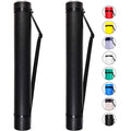CalPalmy 2-Pack Extendable Poster Tubes Expand from 24.5” to 40” with Shoulder Strap | Carry Documents, Blueprints, Drawings and Art | Black Portable Durable Round Storage Cases with Lids and Labels