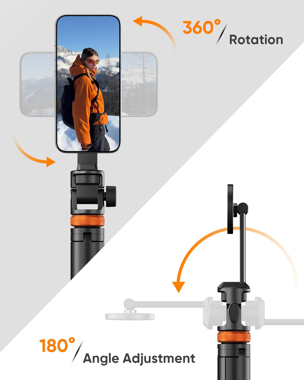 EUCOS 62" Magnetic Phone Tripod for iPhone, Selfie Stick Tripod with Remote | N52 Strong Magnetic Phone Stand, Extendable Cell Phone Stand for Video Recording, Travel