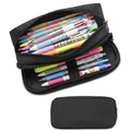 Della Gao Large Pencil Case, Big Capacity Pencil Pouch with 2 Compartments | Office Pencil Bag with Zipper, Big Pen Case for Adults (01-Black)