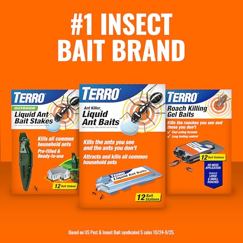 TERRO Liquid Ant Killer Bait Stations, 12-Pack, Indoor Ant Traps, T300B | Borax Formula, Kills the Queen & the Entire Colony, Liquid Ant Baits Indoor, Kills Household Ants, Indoor Use