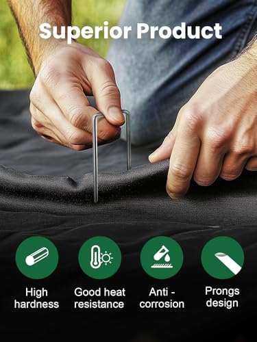 GROWNEER 100 Pack Landscape Staples 6 inch Galvanized Steel Garden Stakes | 11 Gauge Ground Stakes for Weed Barrier Fabric, Artificial Turf, Sod, Drip Irrigation Tubing, Stable U Shape Yard Staples