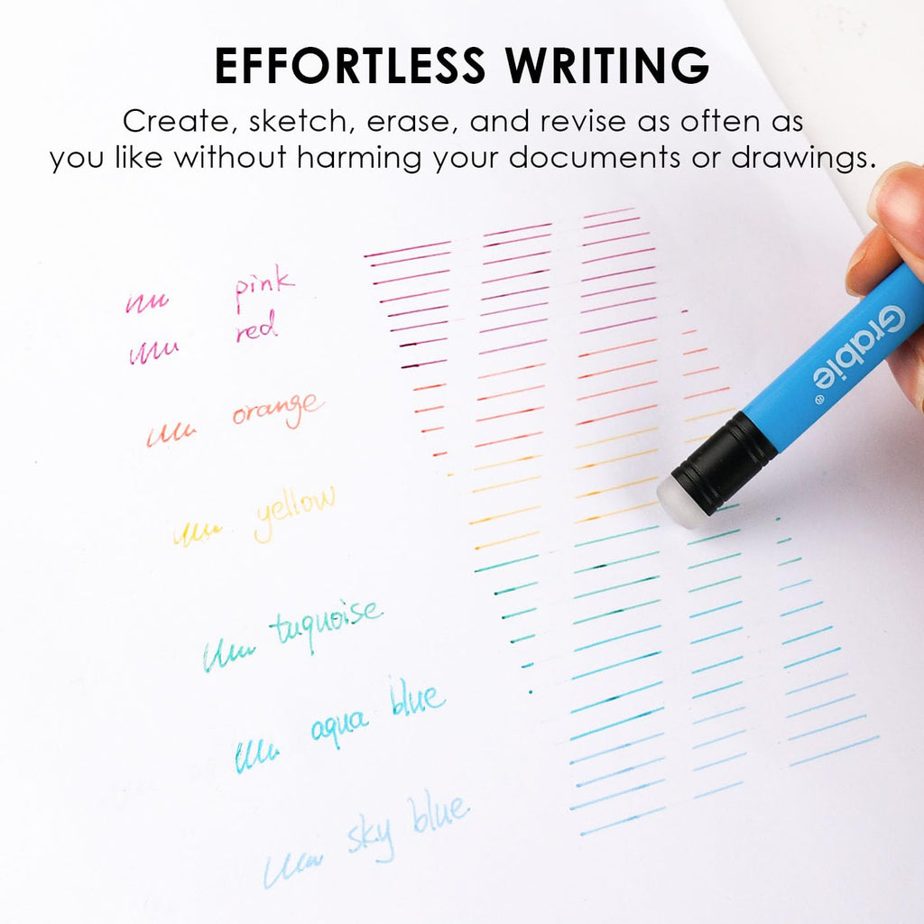 Grabie Erasable Gel Pens, 9 Medium Point 0.7 mm Pens, Classic | Heat-Sensitive Erasable Ink, Clean Erasing, Smooth Writing, Vibrant Assorted Colors, Twist-up Design, Drawing, Journaling