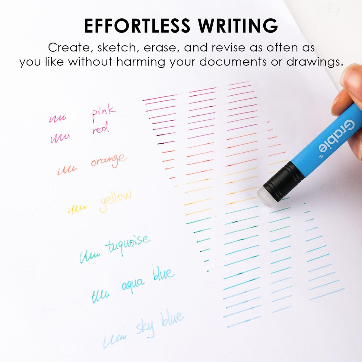 Grabie Erasable Gel Pens, 9 Medium Point 0.7 mm Pens, Classic | Heat-Sensitive Erasable Ink, Clean Erasing, Smooth Writing, Vibrant Assorted Colors, Twist-up Design, Drawing, Journaling