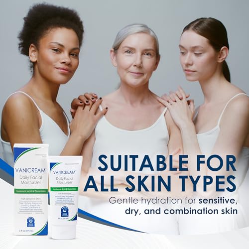 Vanicream Daily Facial Moisturizer, Lightweight, Non-Greasy, 3 Fl Oz | Formulated Without Common Irritants for Sensitive Skin, Moisturizing Face Cream with 5 Key Cermides and Hyaluronic Acid