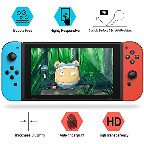 daydayup 3-Pack Tempered Glass Screen Protector for Nintendo Switch 1 2017 | 9H Scratch Resistance, 99.9% HD Clarity, Oleophobic Coating, 3DS Screen Protector, Fingerprint Resistant