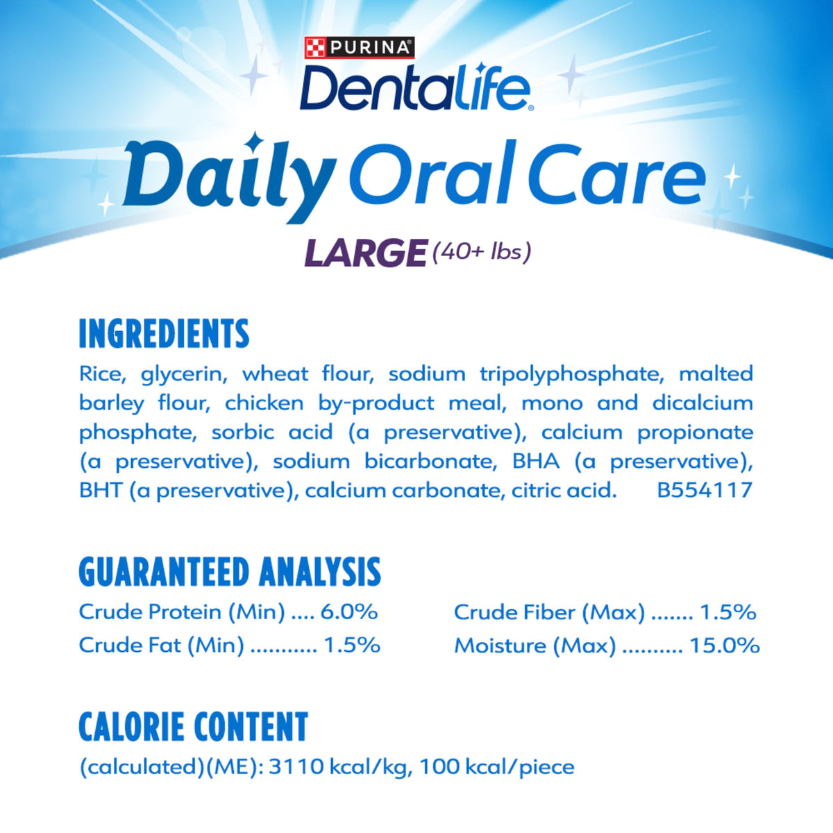 Dentalife Purina Daily Dental Chews for Large Dogs, 18 ct Pouch | Chewy, ridged texture in a tasty chicken flavor, helps reduce tartar buildup and help freshen breath