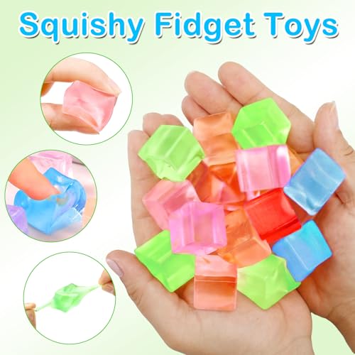 Siwarm 30 Pack Mini Cube Squishy Fidget Toys for Kids and Adults | Mini Stress Cube Squeeze Toys, Sensory Toys, Anxiety Relief, Treasure Box Toys Classroom Prizes, Party Favors