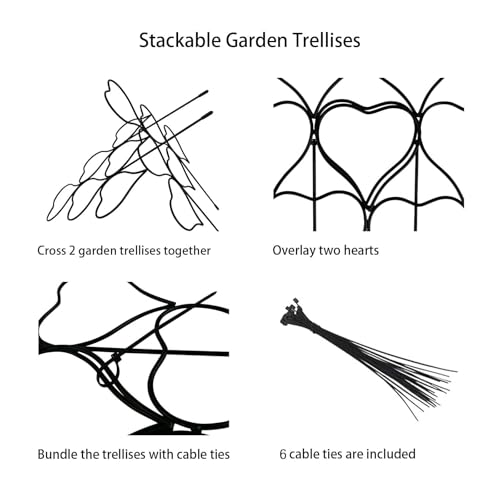 Plant Trellis for Climbing Plants Indoor Outdoor, Trlzey 3 Pack Stackable Metal Trellis - Small Garden Trellis for Potted Plants, Vine Support for Ivy, Flowers, DIY Home Deco