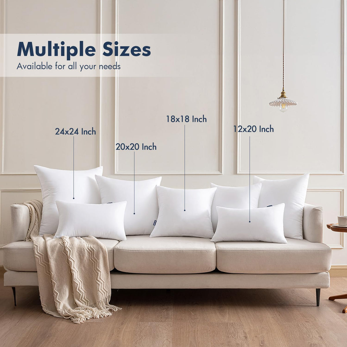 MIULEE 18x18 Throw Pillows Inserts 2 Pack, Decorative Pillows for Couch Bed | 100% Virgin Filling, Full and Fluffy, Lumbar, Back and Neck Support
