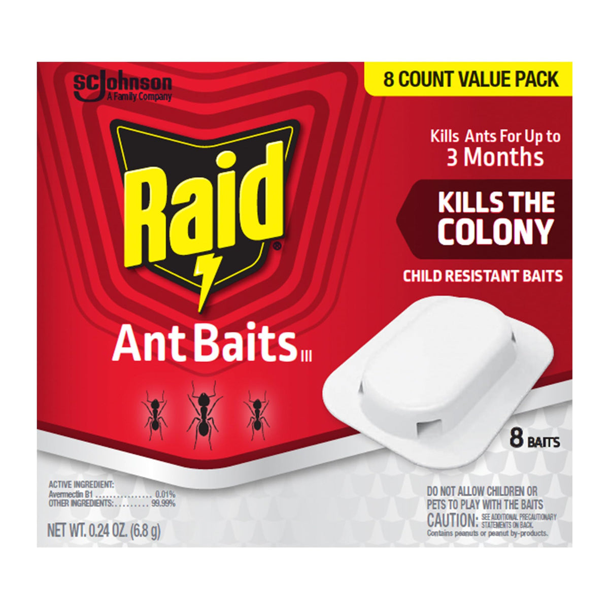 Raid Ant Killer Baits, For Household Use, Child Resistant, 8 Count | Kills the Colony, Keeps Killing Ants for Up to 3 Months, For Indoor Home Use