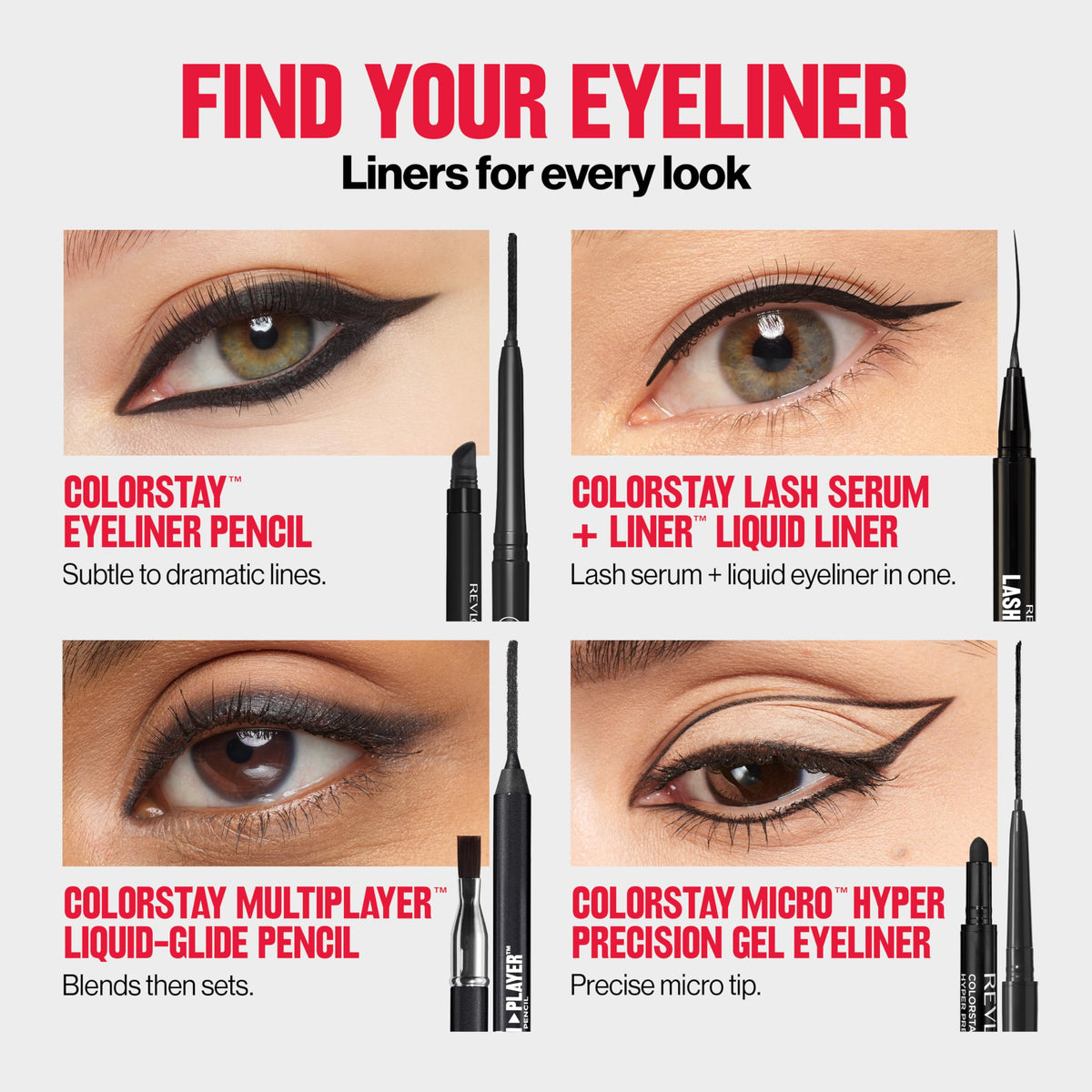 Revlon ColorStay Pencil Waterproof Eyeliner, 202 Black Brown, 0.01 oz | Waterproof pencil eyeliner with built-in sharpener. Smudge-proof, long-lasting, intense matte color.