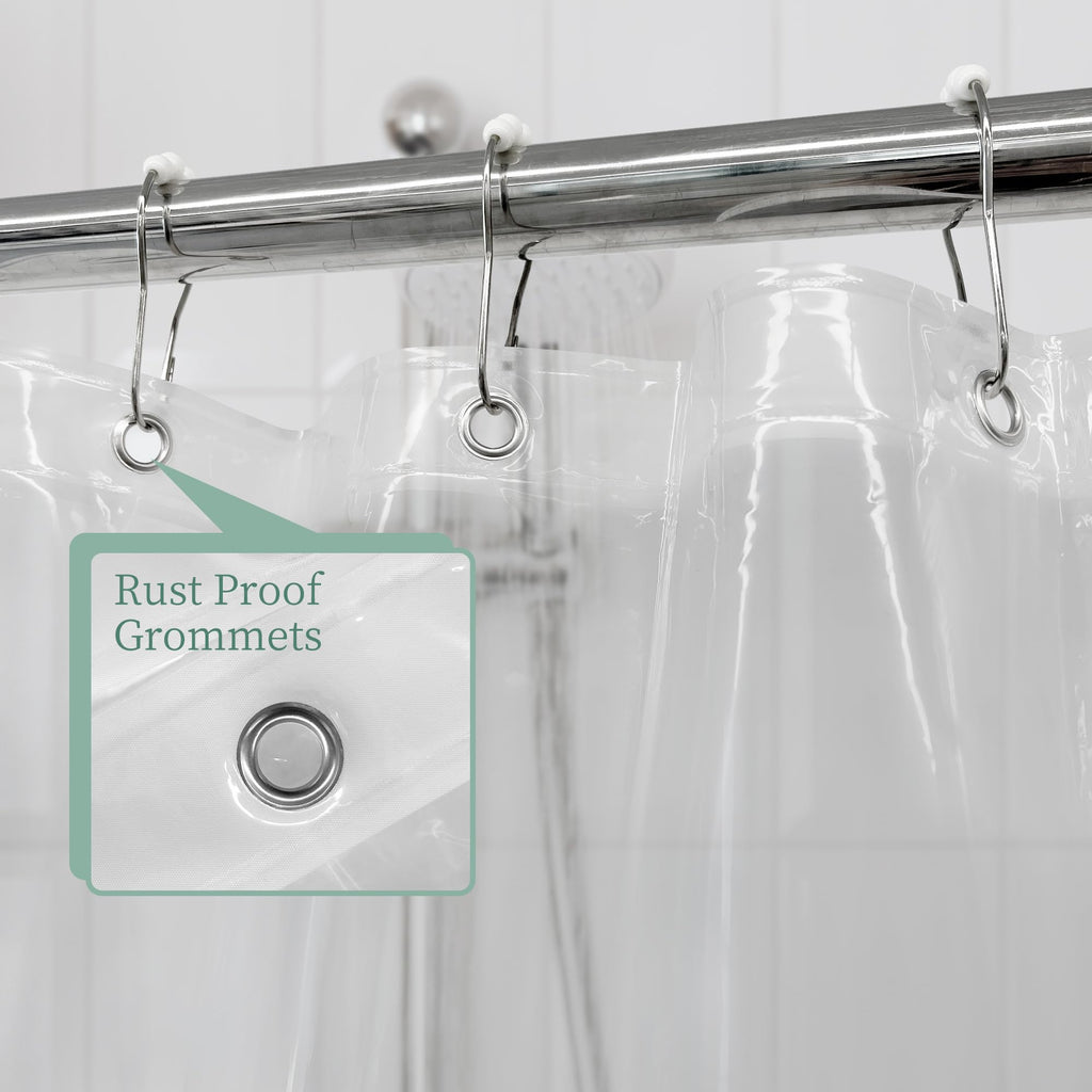 Mrs Awesome Clear Shower Curtain Liner with 3 Magnets, 72x72 | 12 Rustproof Grommets, Premium Flexible Sturdy Plastic Shower Curtain for Bathroom Lightweight, Waterproof,72W x 72H