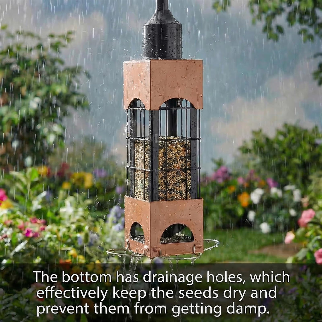 Squirrel Proof Bird Feeders for Outdoors Hanging, 5LB Large Capacity Metal Wild Bird Feeders, Heavy Duty Chew Proof Tube Feeder for Cardinal Finch Chickadee, Garden Yard Outside Decoration